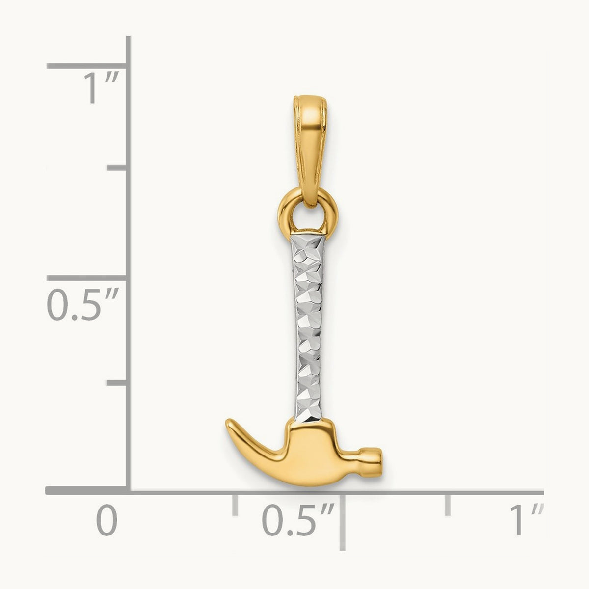 D/C Hammer Pendant, 14K with White Rhodium