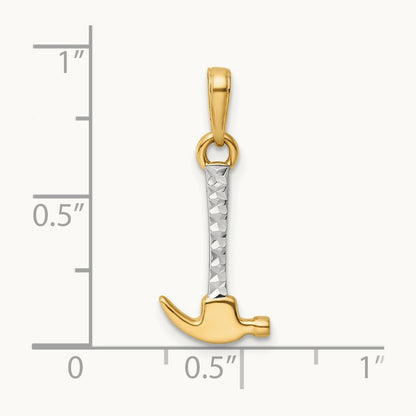 D/C Hammer Pendant, 14K with White Rhodium