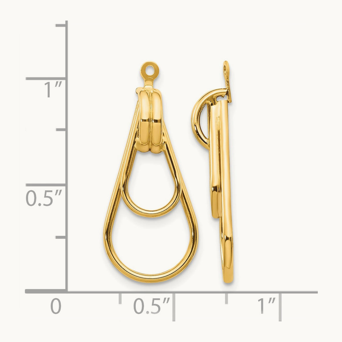Polished Double Teardrop Earring Jackets, 14K