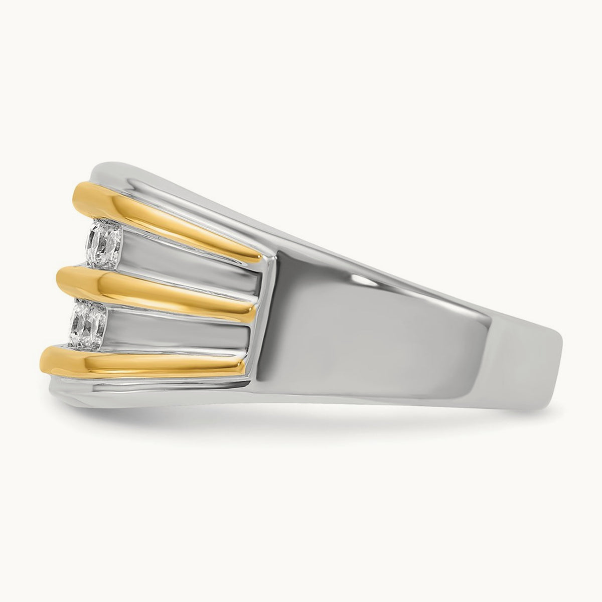 IBGoodman Men's Polished 2-Row Diamond Ring, 14K Two-tone