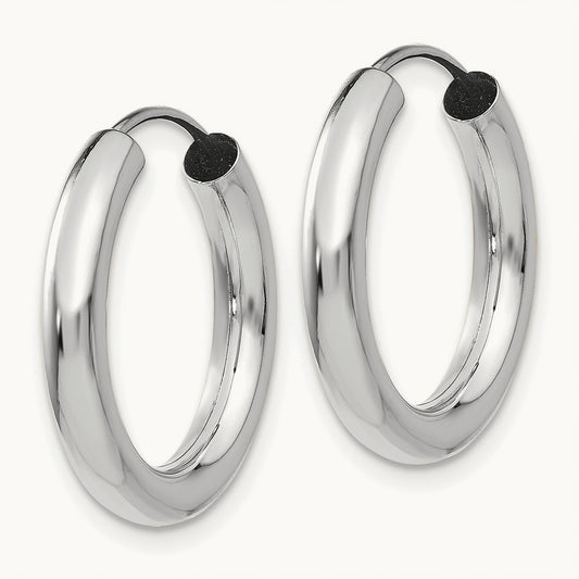 Polished Endless Tube Hoop Earrings, 3.00mm, 14K White Gold