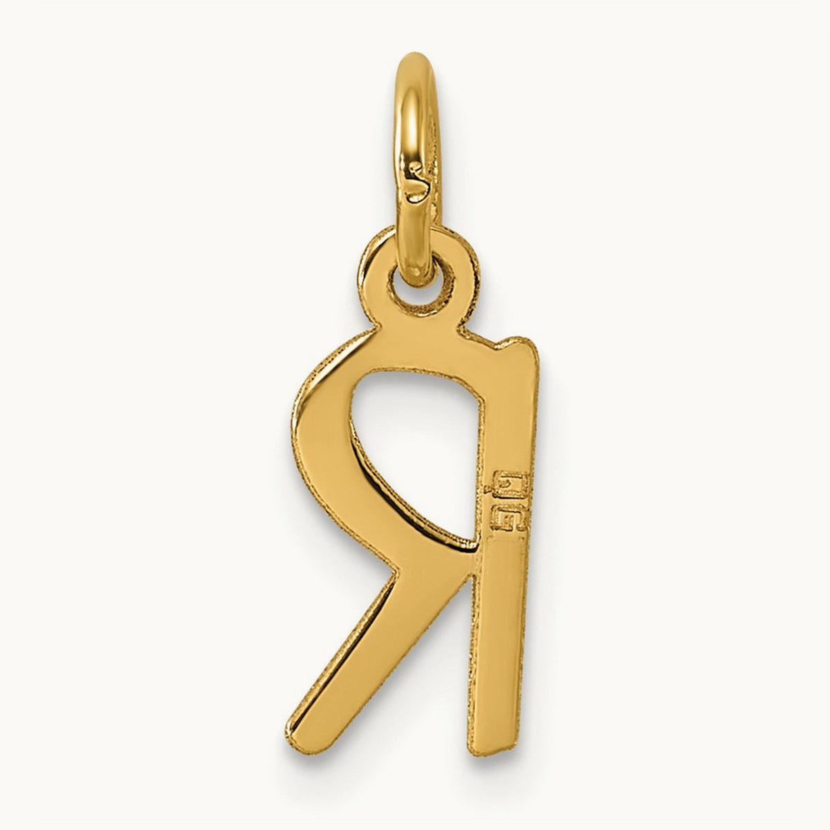 Small Slanted Block Initial Charm — 14K Yellow Gold, R