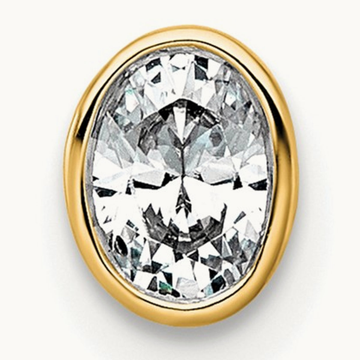 Oval Bezel Set Chain Slide Pendant, 0.25-3.00 ct tw Lab-Grown Diamond — 1/4 ct, VS (Best), 14K Yellow Gold