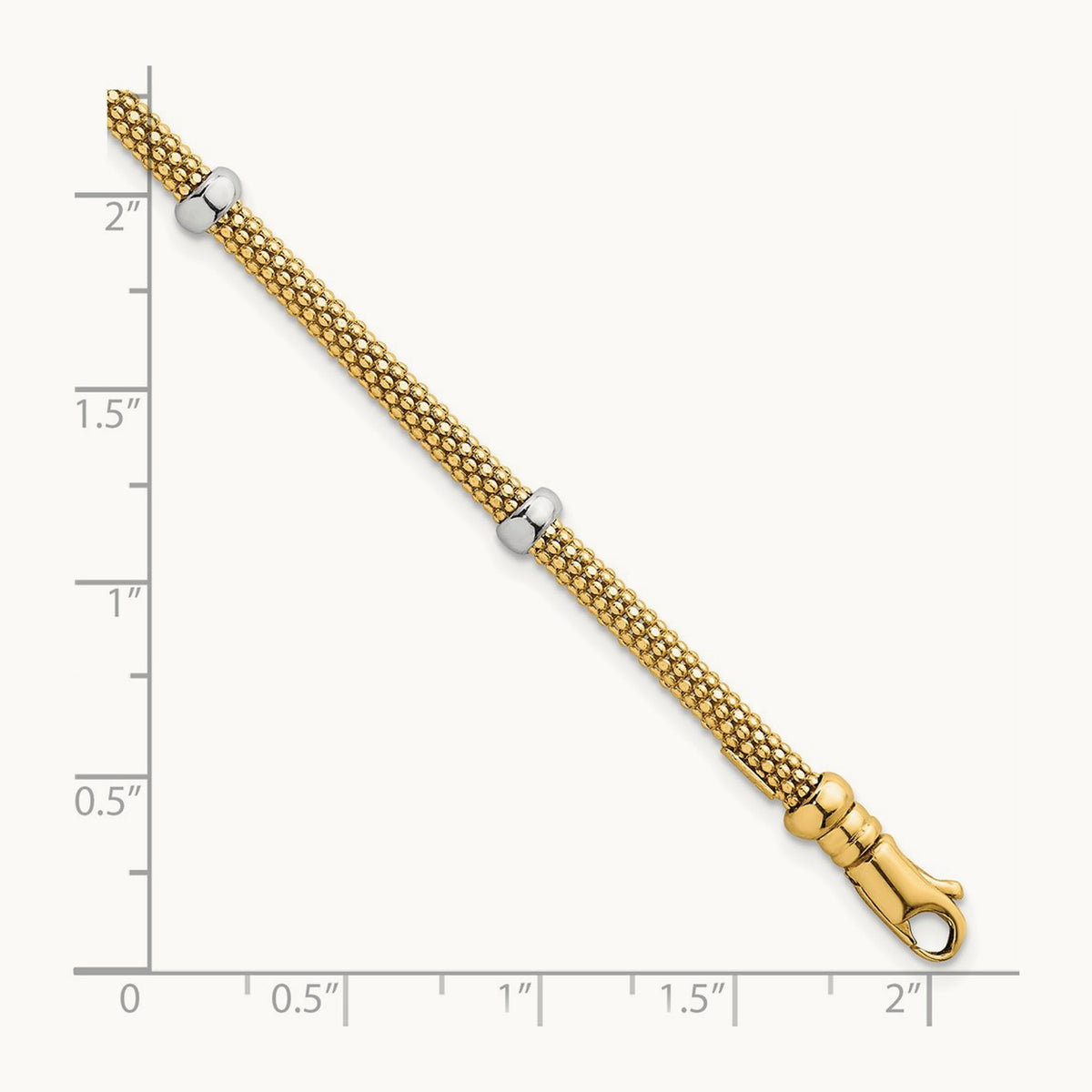 Polished Fancy Mesh With Bead Bracelet, 14K Two-tone