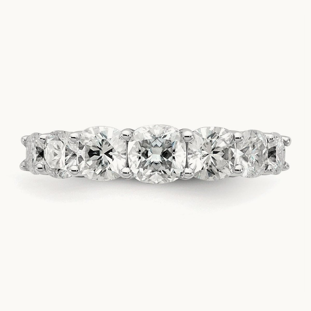 Cushion 7 Stone Band, 1.50-3.25 ct tw Lab-Grown Diamond — 3 1/3 ct, 14K White Gold