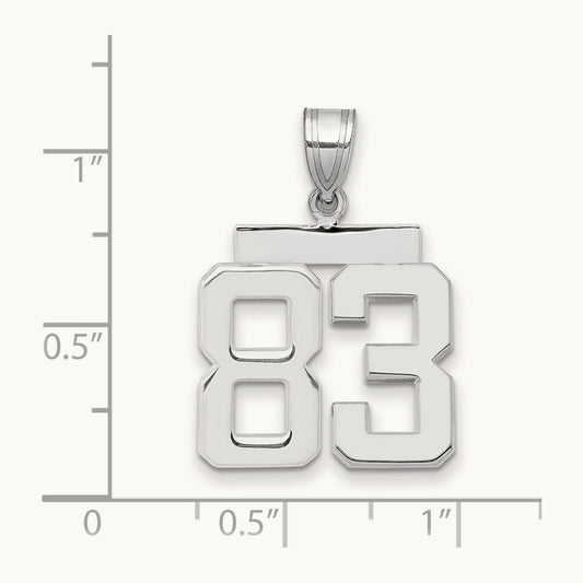 Medium Polished Number 83 Charm, 14K White Gold
