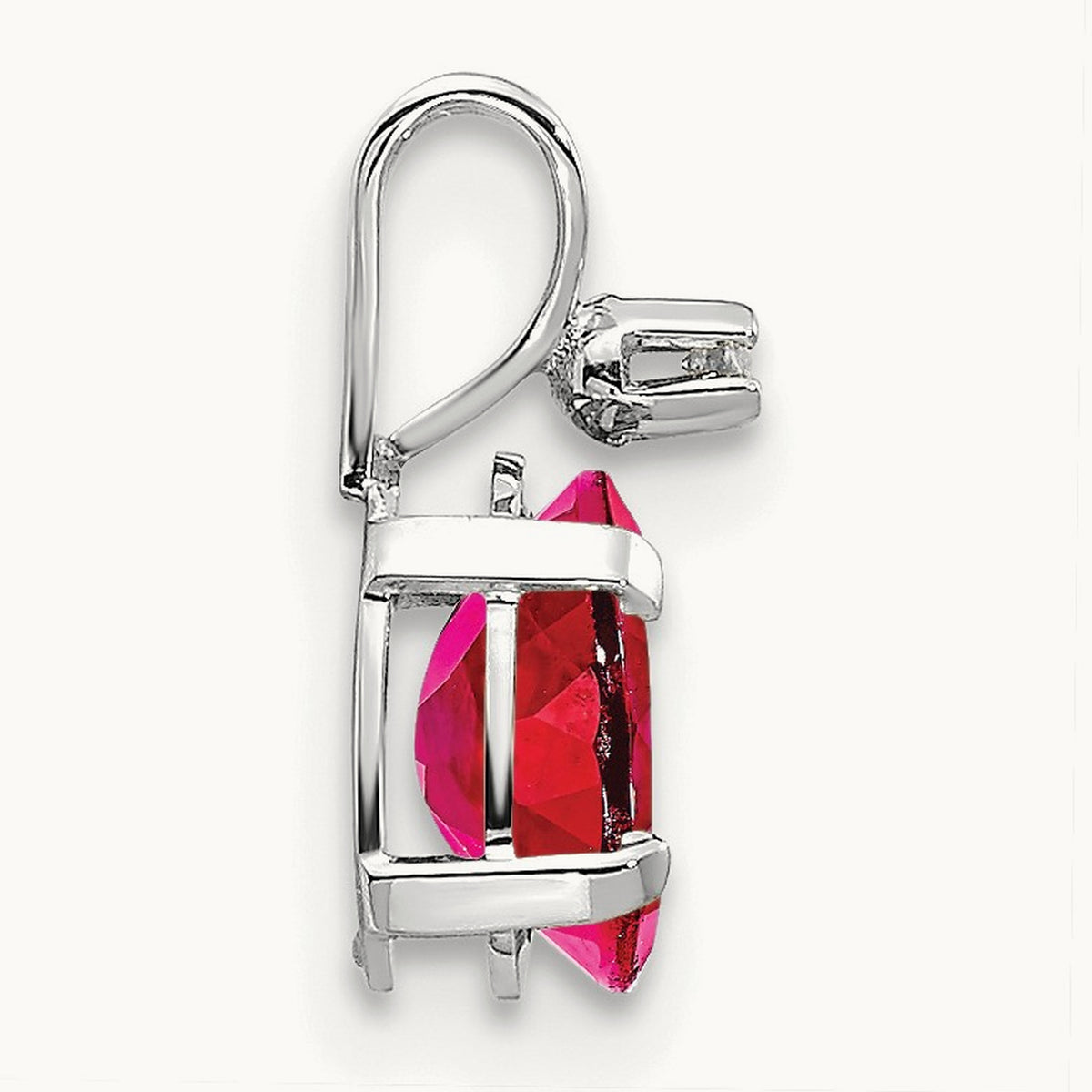 Diamond & Ruby Birthstone Pendant — 14K White Gold