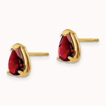 8x5mm Pear Garnet Earrings, 14K