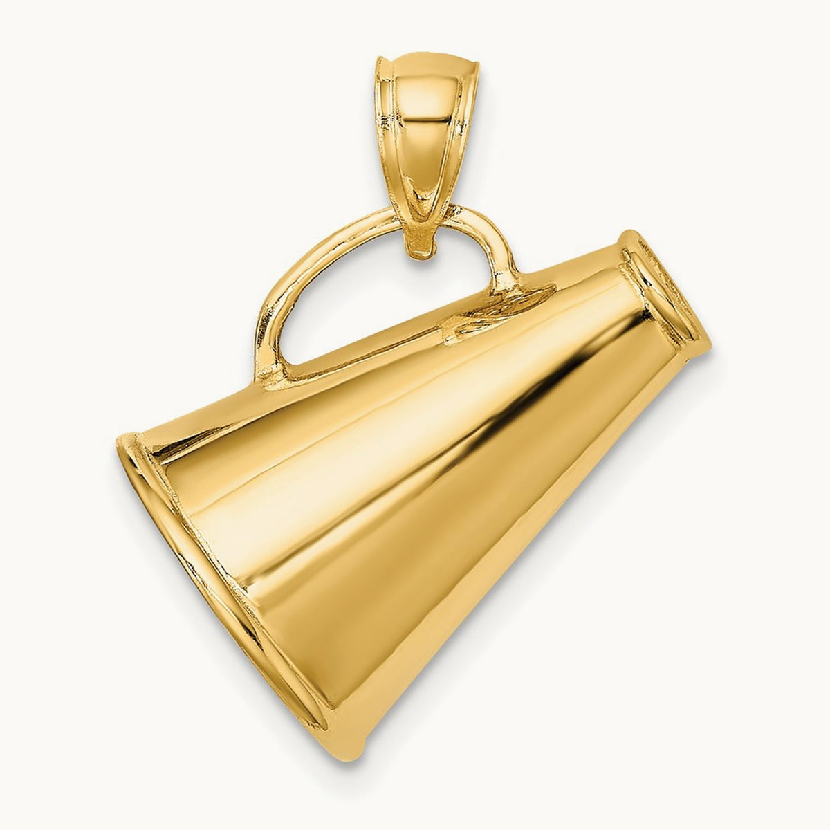 Solid Polished 3-D Large Megaphone Charm, 14K