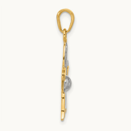 Filigree Flower Pendant, 14K with White Rhodium