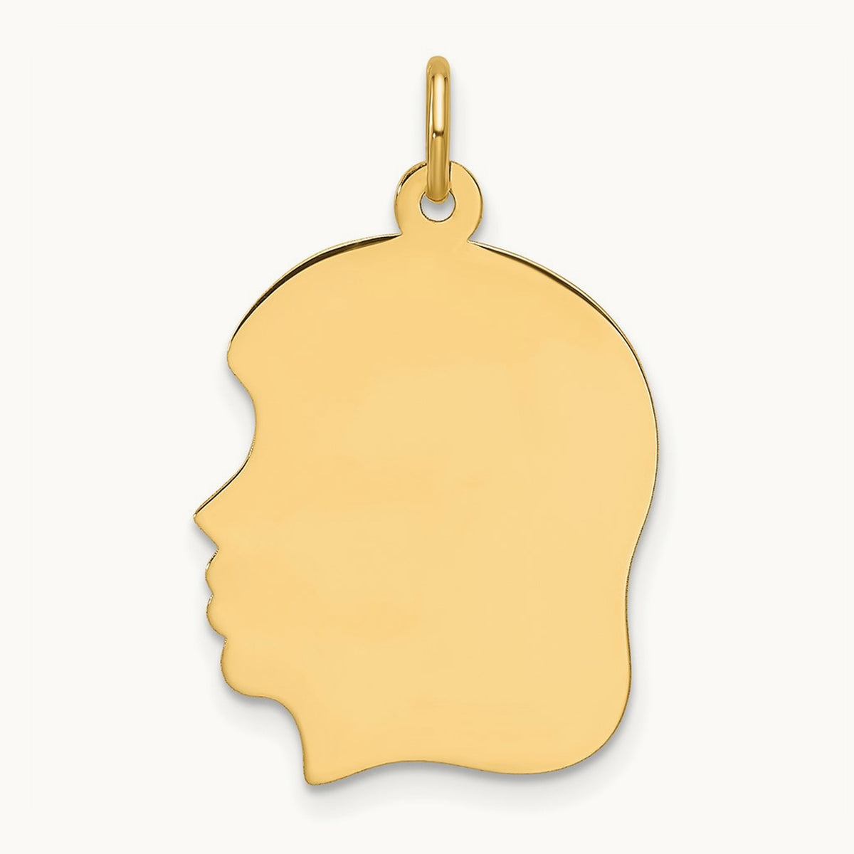 Plain Medium .018 Gauge Facing Left Engravable Girl Head Charm — 26.4mm
