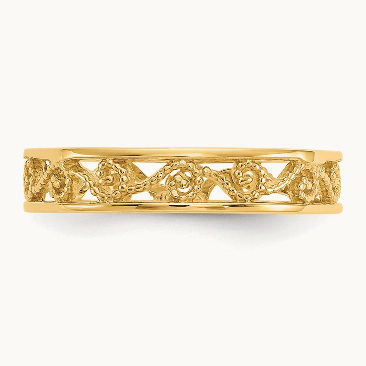 Polished/Textured Ring, 14K