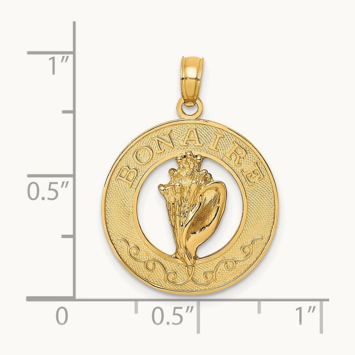 BONAIRE Circle w/ Conch Shell Charm, 14K