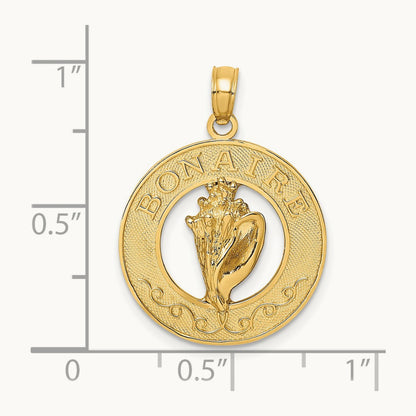 BONAIRE Circle w/ Conch Shell Charm, 14K