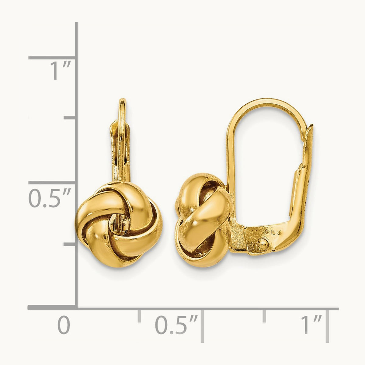 Polished Love Knot Leverback Earrings — 10K Yellow Gold