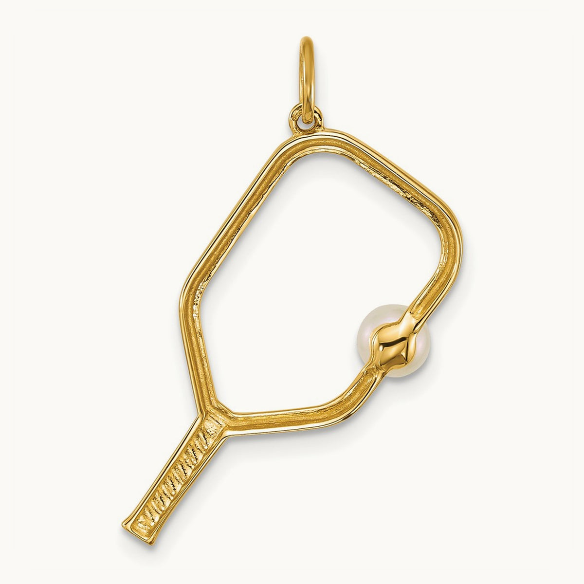 Polished Freshwater Cultured Pearl Pickleball Pendant, 14K