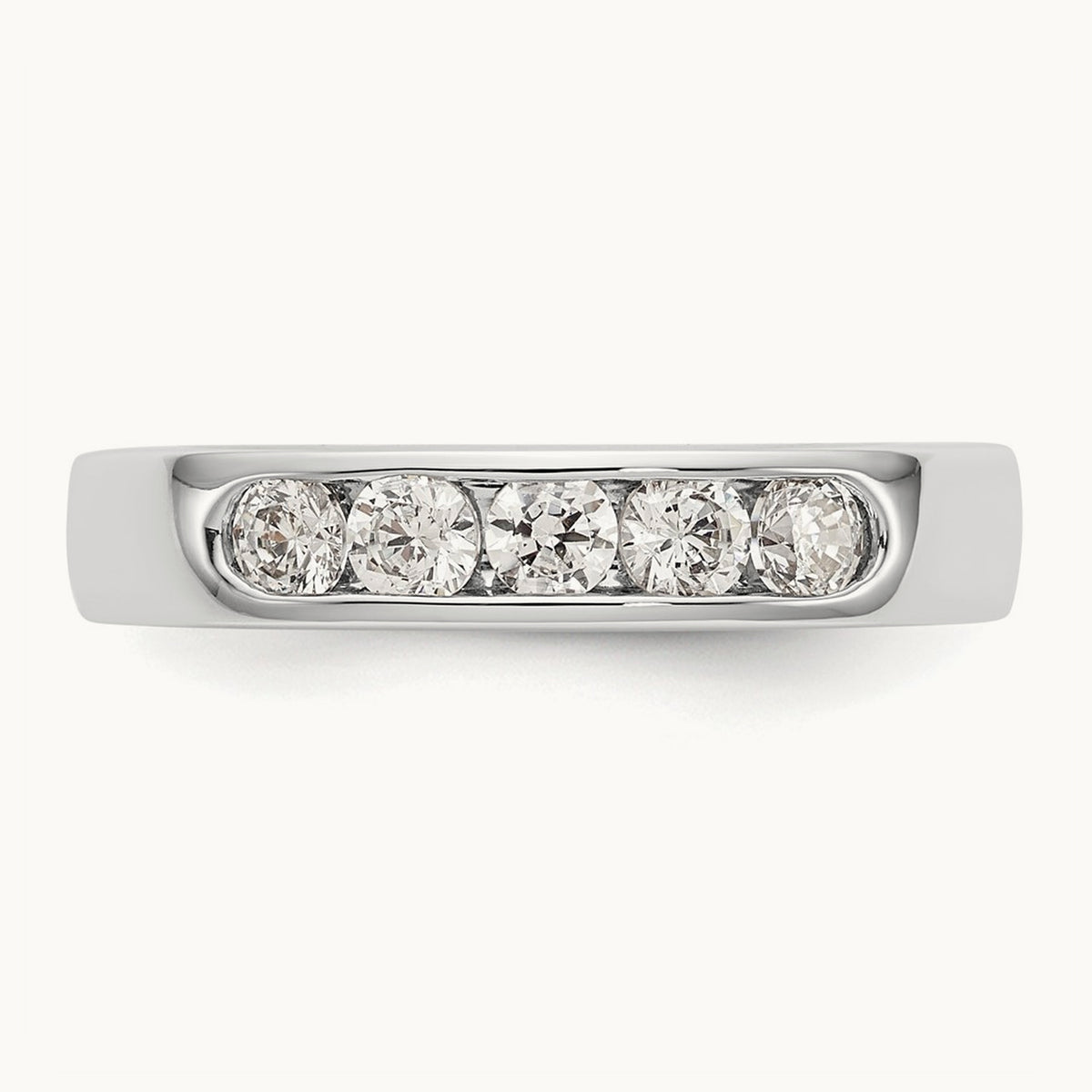 5-Stone Diamond Channel Band, 14K White Gold