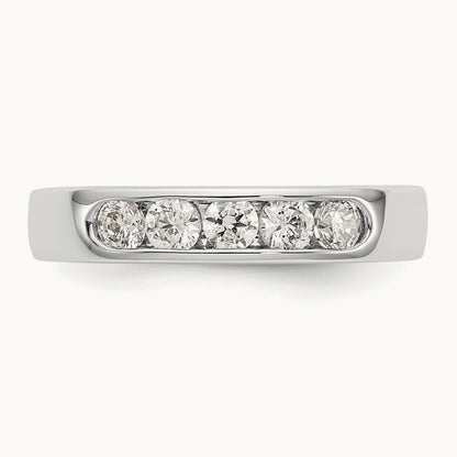 5-Stone Diamond Channel Band, 14K White Gold