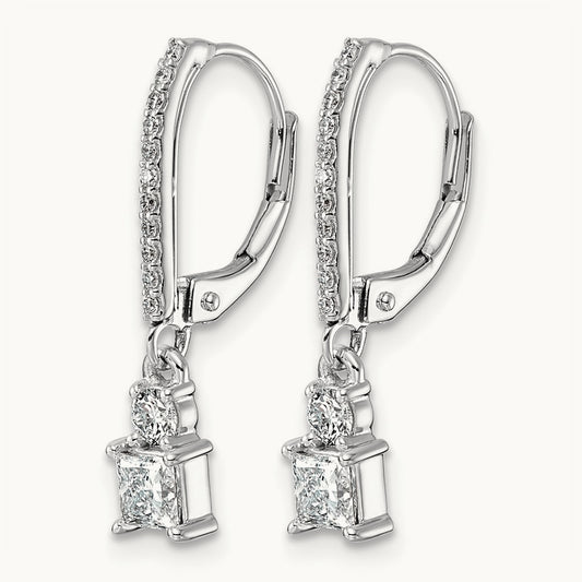 Dangle Princess Leverback Earrings, 0.75 ct tw Lab-Grown Diamond