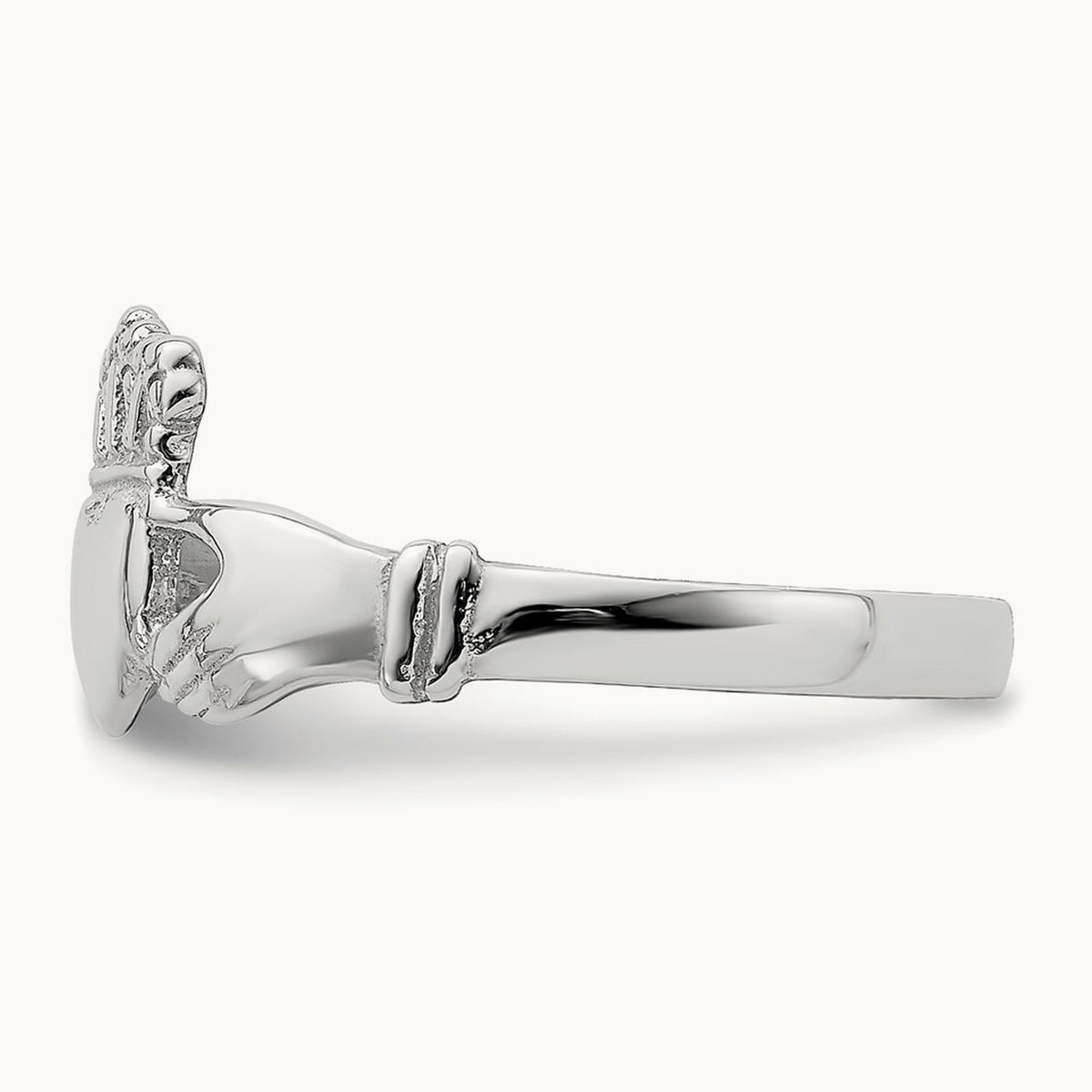 Polished Claddagh Ring, 14K White Gold