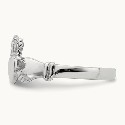 Polished Claddagh Ring, 14K White Gold