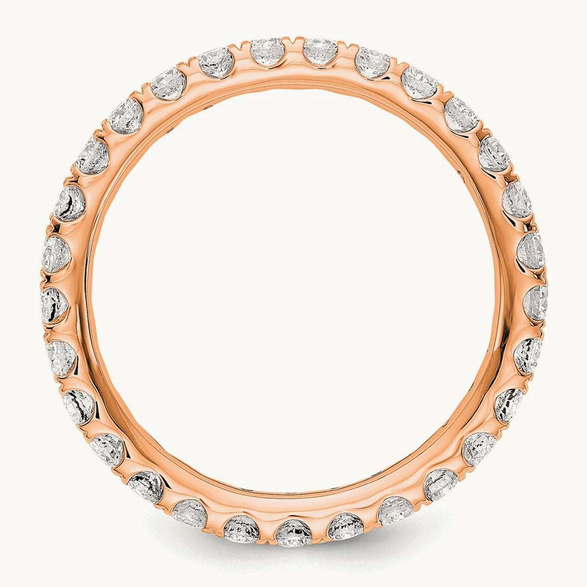 Polished U Shared Prong Diamond Eternity Band, 1.00 ct tw — 14K Rose Gold