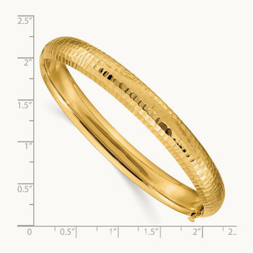5/16 Hammered Fancy Hinged Bangle Bracelet, 14K