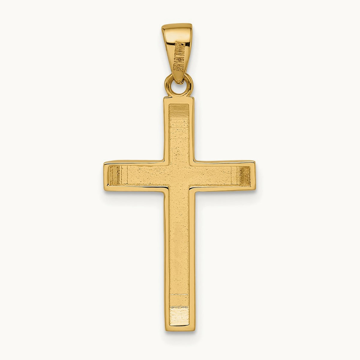 Satin/Polished Beveled Medium Latin Cross Pendant, 14K