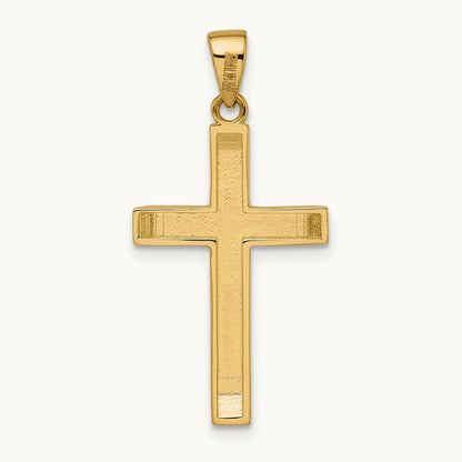 Satin/Polished Beveled Medium Latin Cross Pendant, 14K