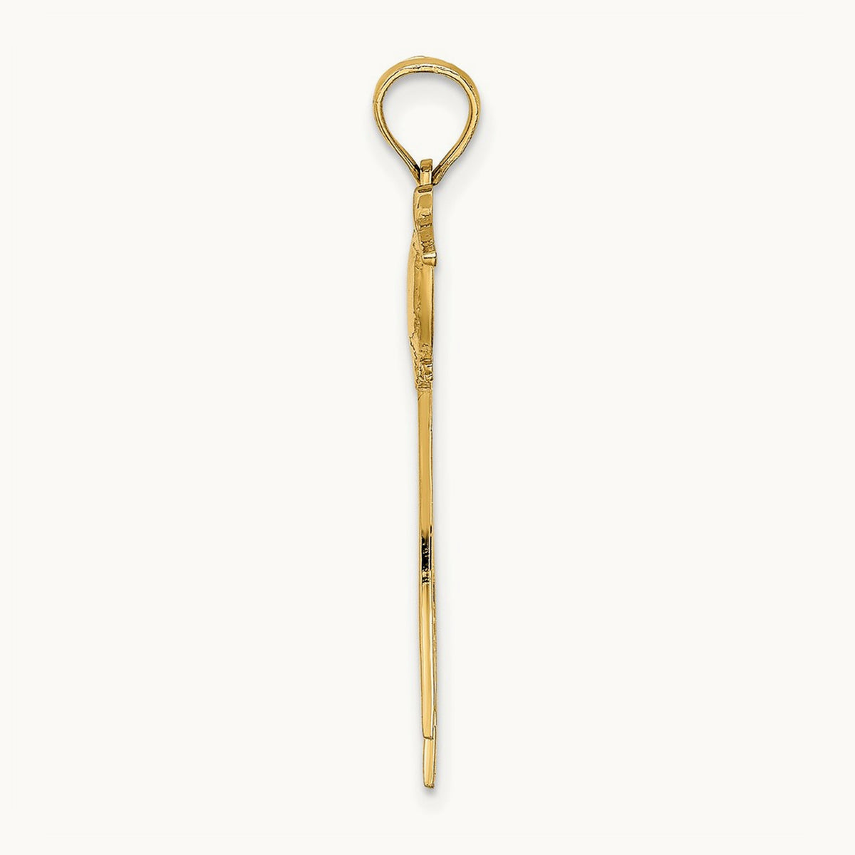 Polished Bird w/ Long Tail Charm, 14K