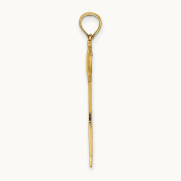 Polished Bird w/ Long Tail Charm, 14K