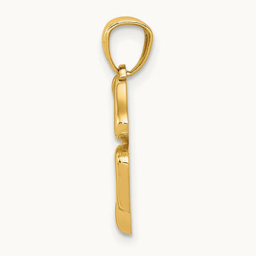 Polished 4 Leaf Clover Pendant, 14K Gold