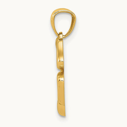 Polished 4 Leaf Clover Pendant, 14K Gold