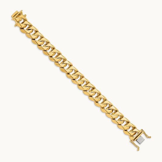 Hand-polished Traditional Link Bracelet, 15mm, 14K