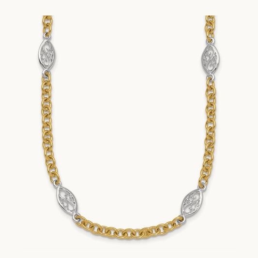 Polished Fancy Chain Necklace, 6.5mm, 14K Two-tone