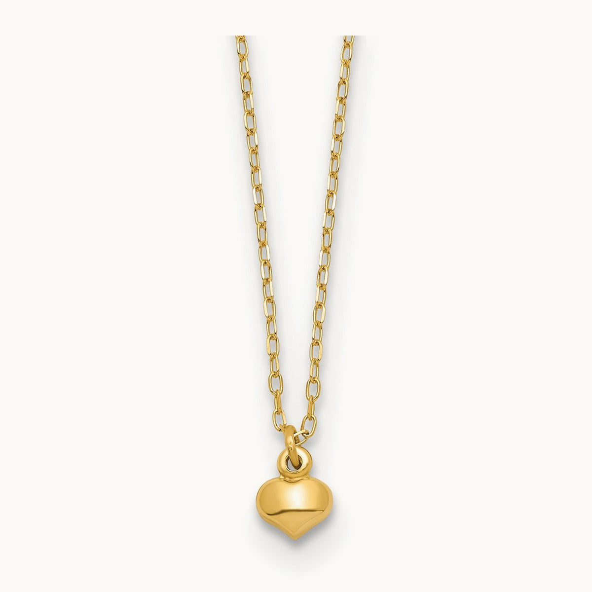 Polished Puffed Heart 16.5 inch Necklace, 14K