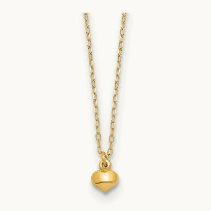 Polished Puffed Heart 16.5 inch Necklace, 14K