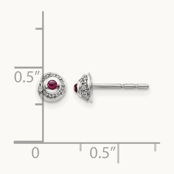 Diamond and Cabochon Rhodolite Garnet Earrings, 14K White Gold