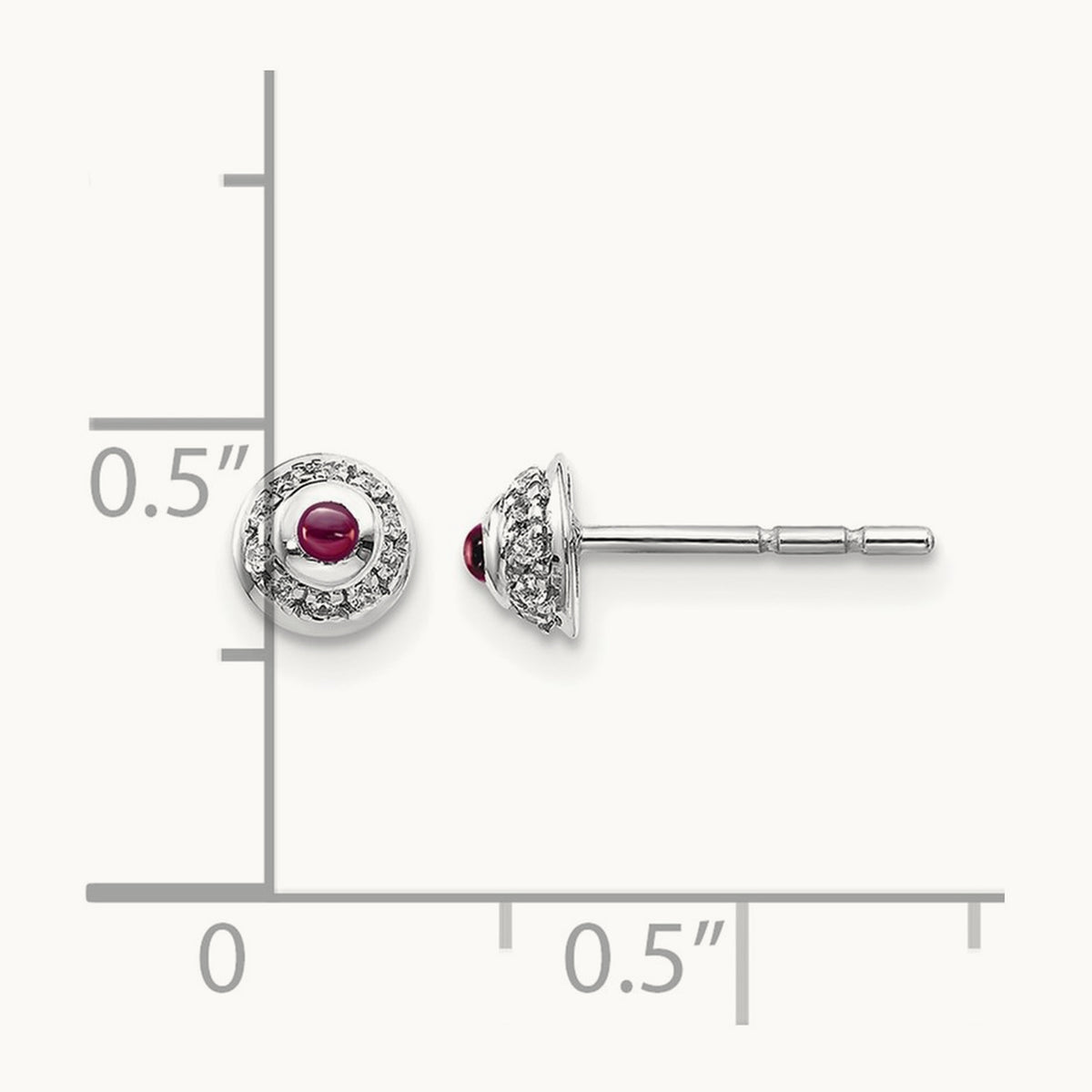 Diamond and Cabochon Rhodolite Garnet Earrings, 14K White Gold
