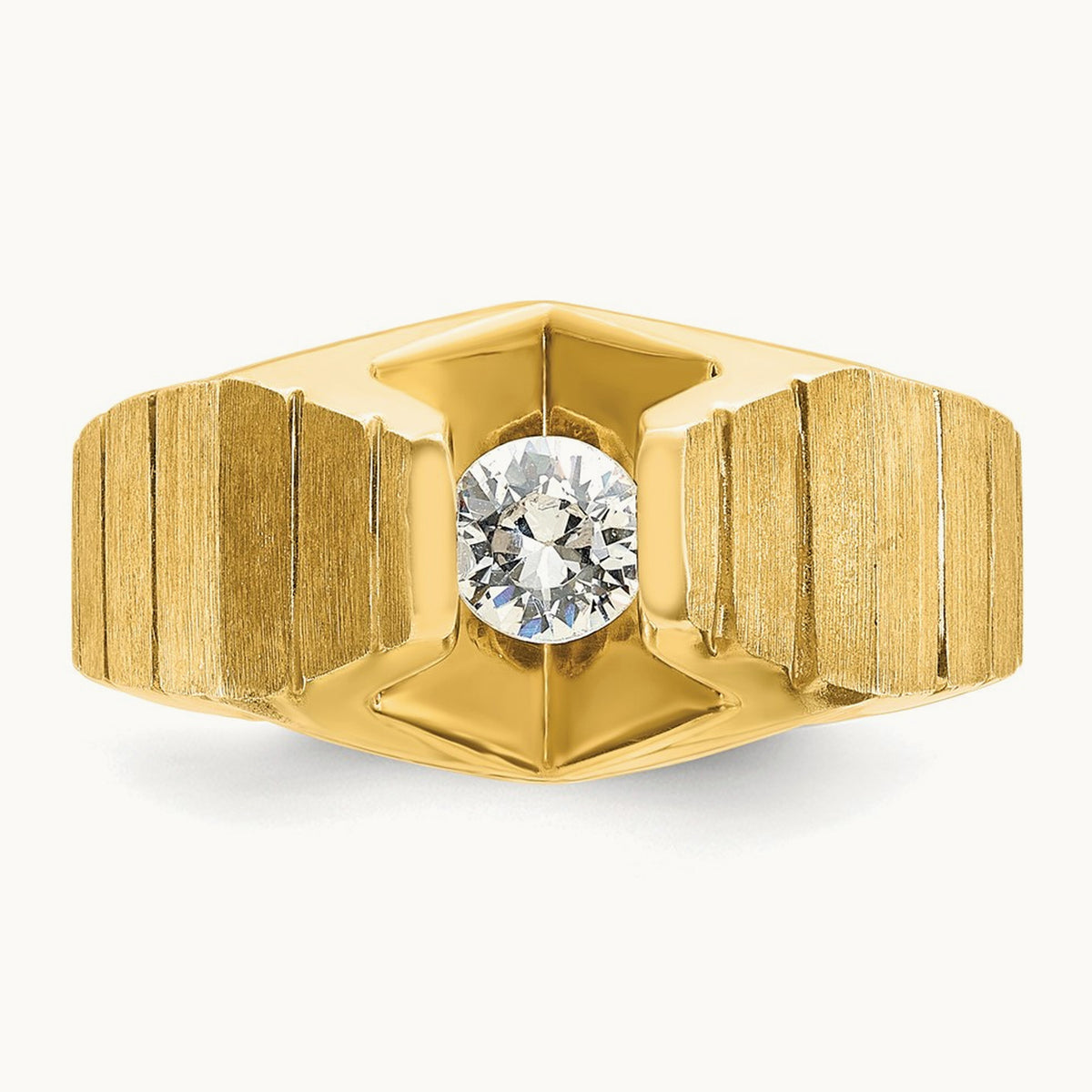 IBGoodman Men's Polished and Satin Diamond Complete Ring, 14K