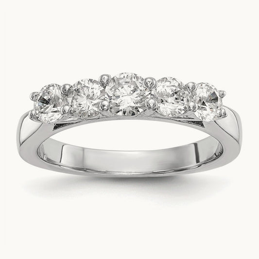 5-Stone Diamond Semi-Mount Band, 14K White Gold