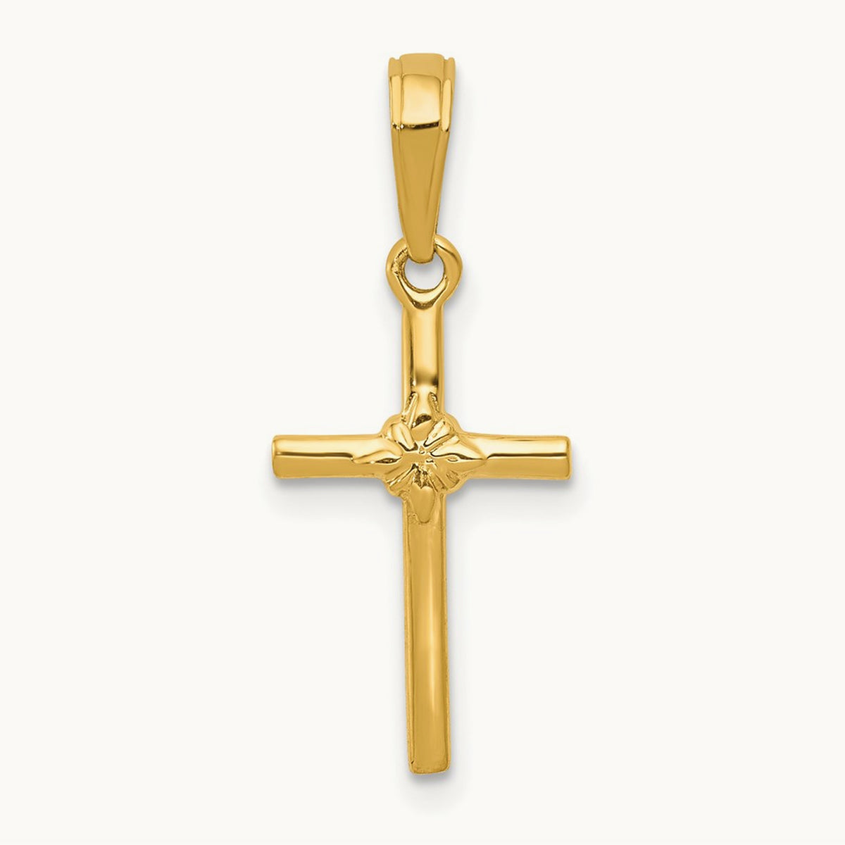 Polished Cross Charm, 14K