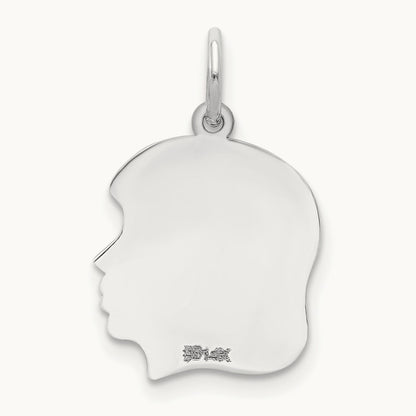 Plain Medium.035 Depth Facing Right Engravable Girl Charm — 22mm