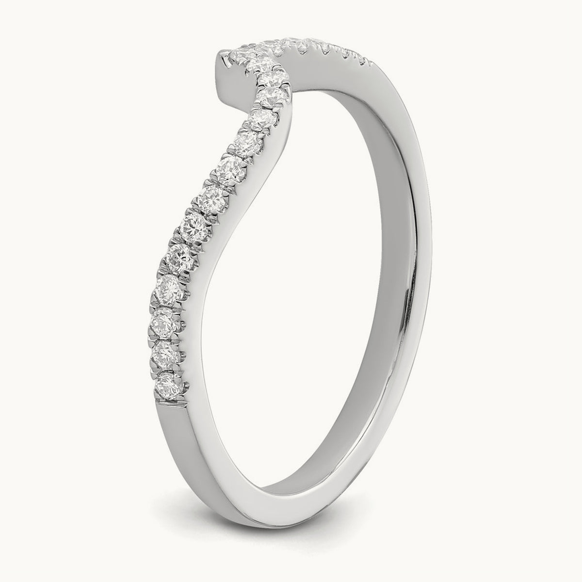 Diamond Contoured Wedding Band, 14K White Gold