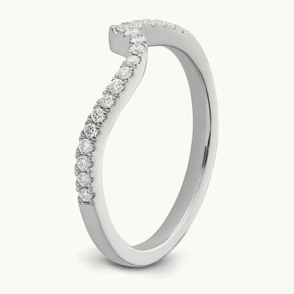 Diamond Contoured Wedding Band, 14K White Gold