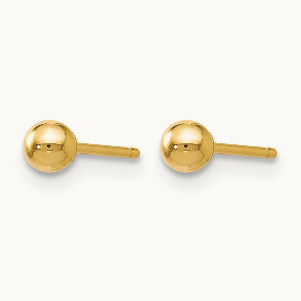 Polished Ball Post Earrings — 14K Yellow Gold, 3mm