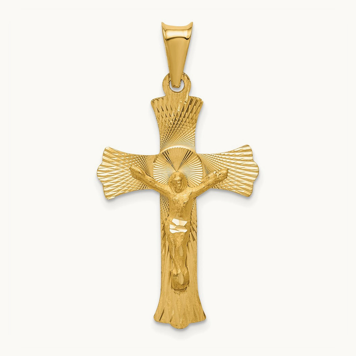 Polished Satin and D/C Crucifix Pendant, 14K