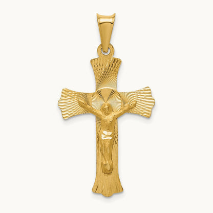 Polished Satin and D/C Crucifix Pendant, 14K