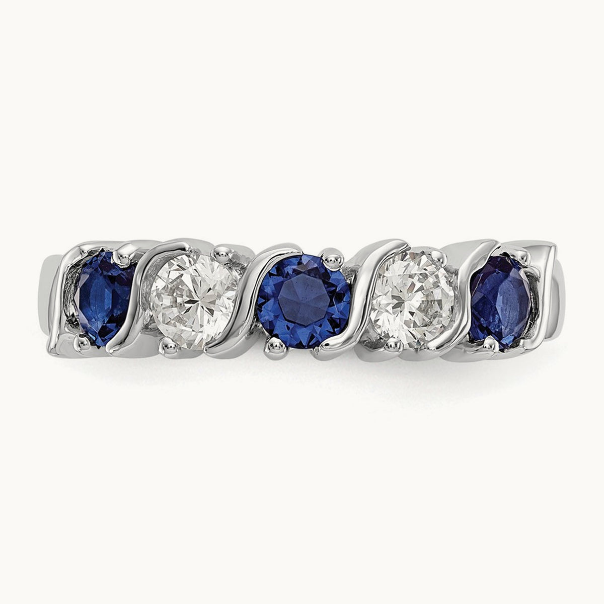 Diamond with Sapphire Band — 14K White Gold, 0.394 ct, 7