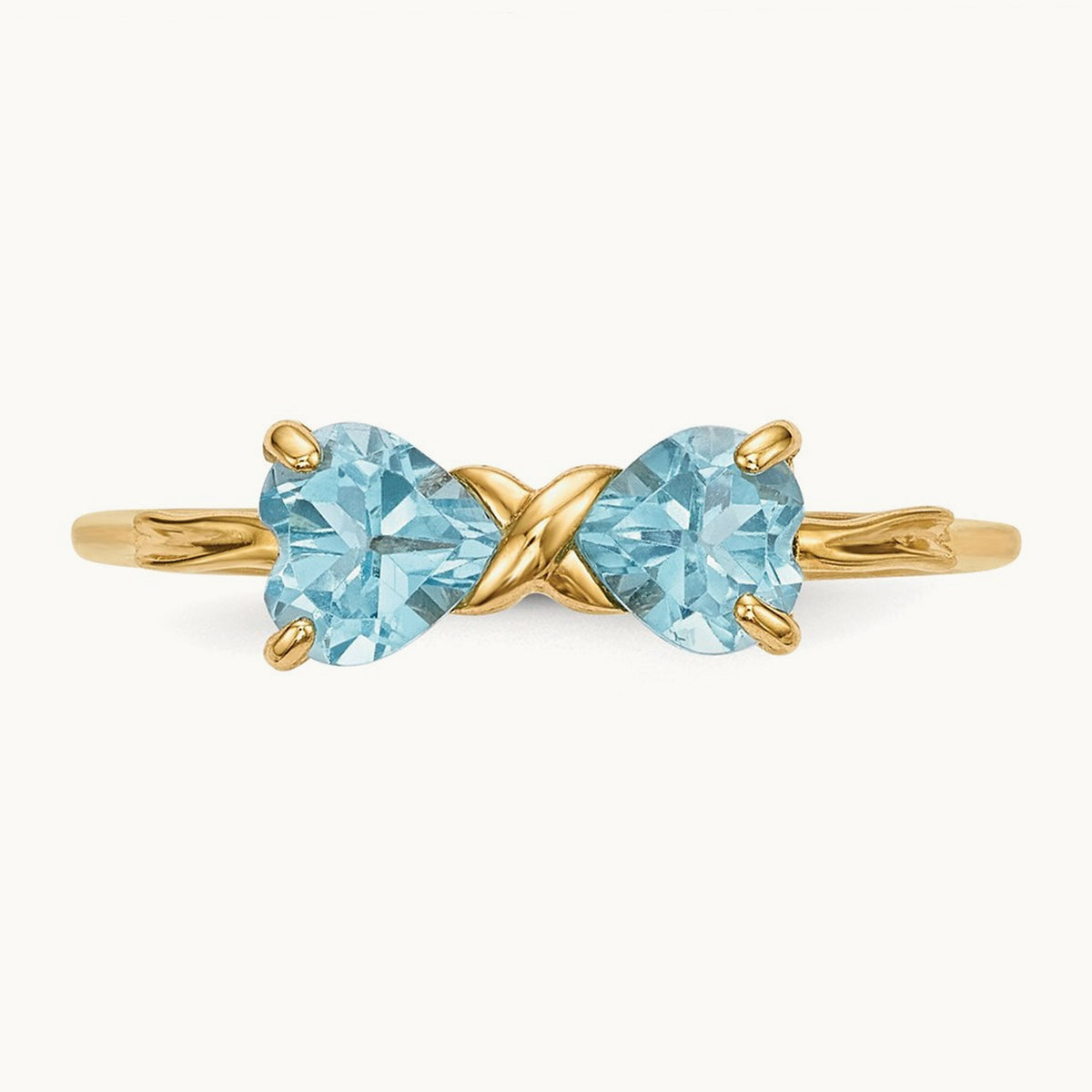 Polished Light Swiss Blue Topaz Bow Ring, 14K Gold